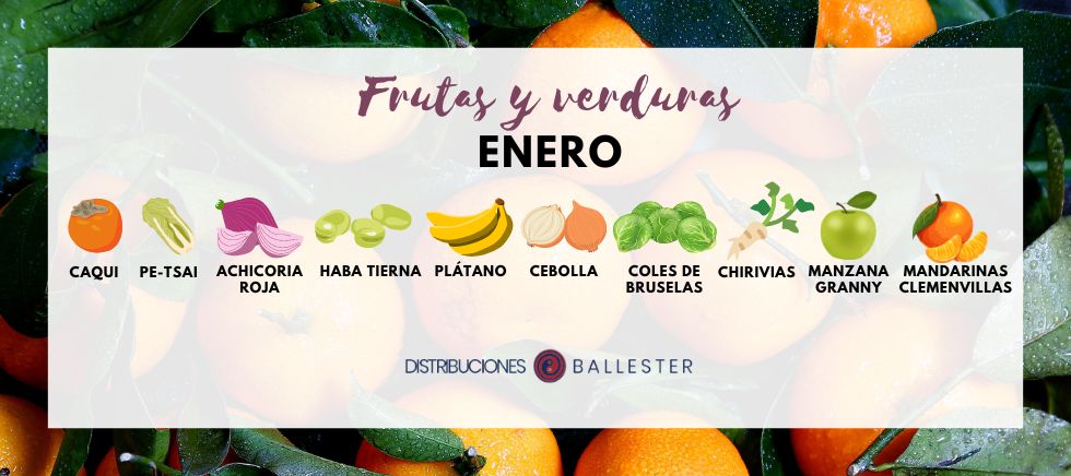 Calendario de frutas y verduras de temporada de enero.