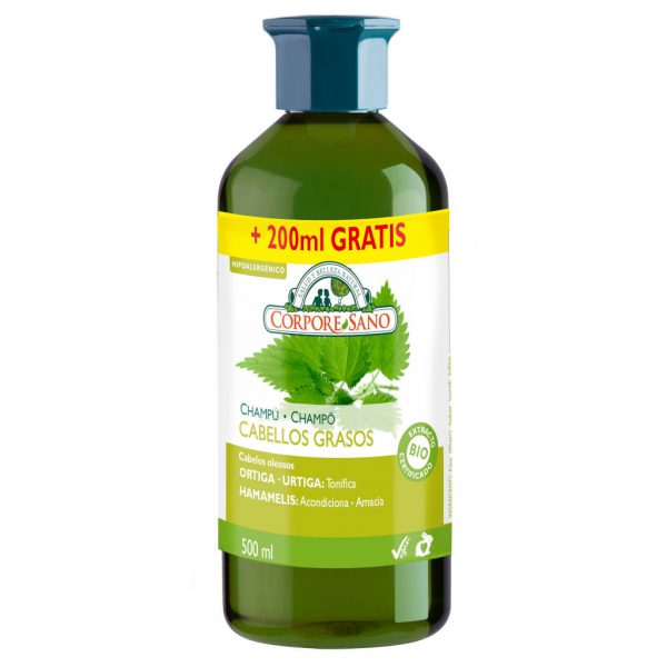 Champú clásico cabellos grasos ortiga, hamamelis y lima 300ml. + 200ml. Corpore Sano