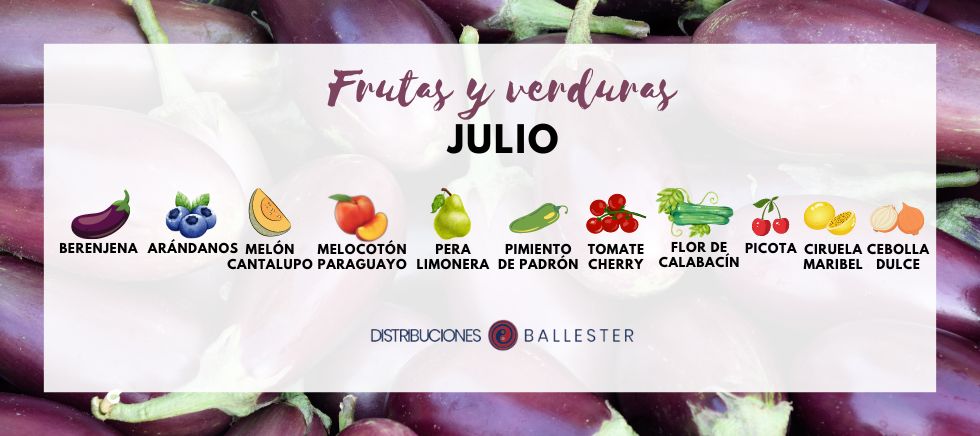 Calendario de frutas y verduras de temporada del mes de julio.