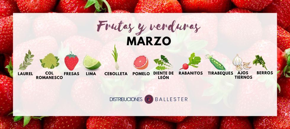 Calendario de frutas y verduras de temporada del mes de marzo.