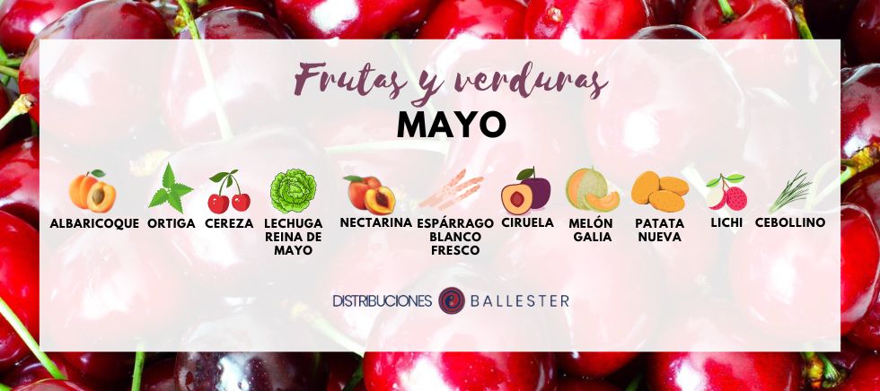 Calendario de frutas y verduras de temporada del mes de mayo.