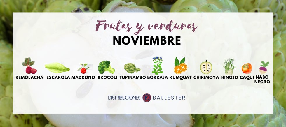Calendario de frutas y verduras de temporada del mes de noviembre.