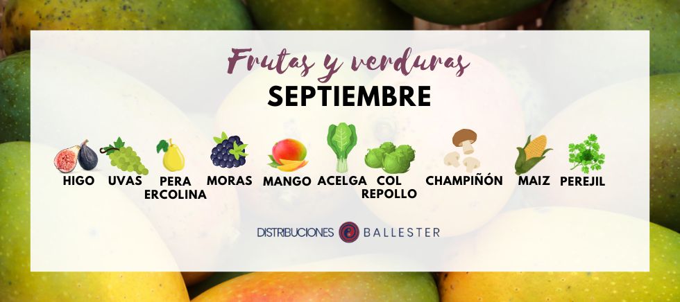 Calendario de frutas y verduras de temporada del mes de septiembre.