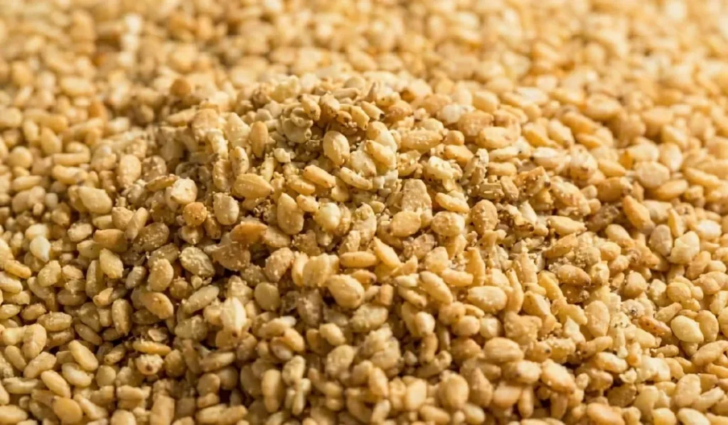 Imagen en primer plano con diversas semillas de gomasio.