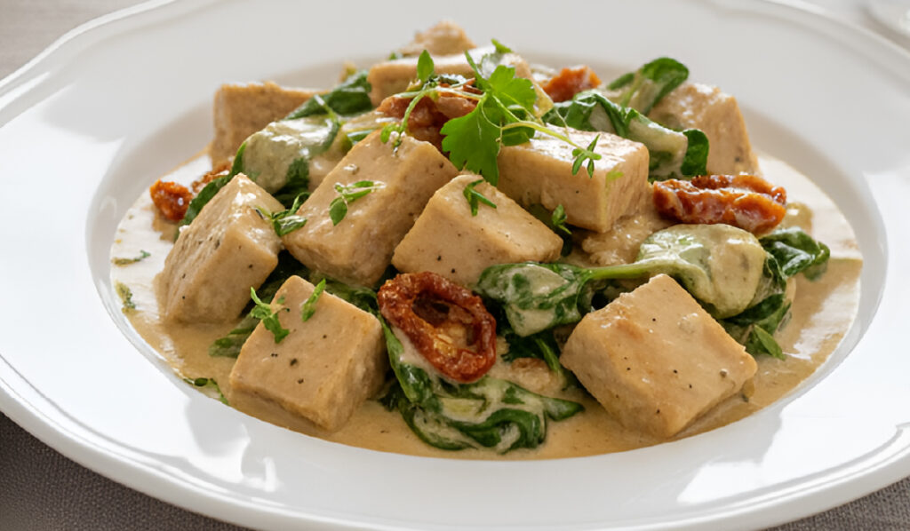 Recetas con seitán en salsa de champiñones.